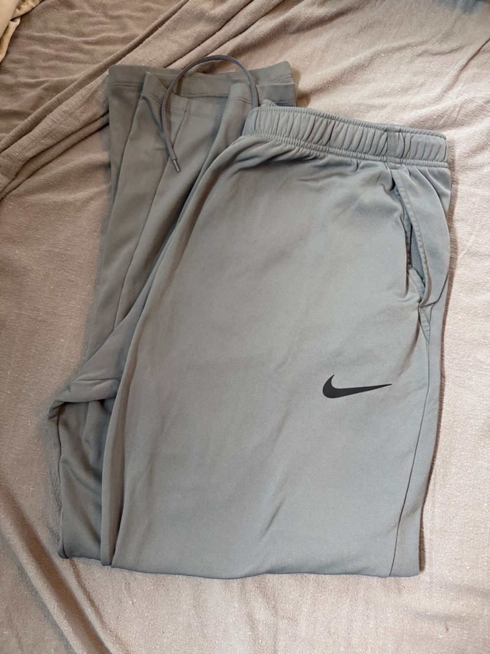 Nike Gray Athletic Jogger Pants with Black Swoosh
